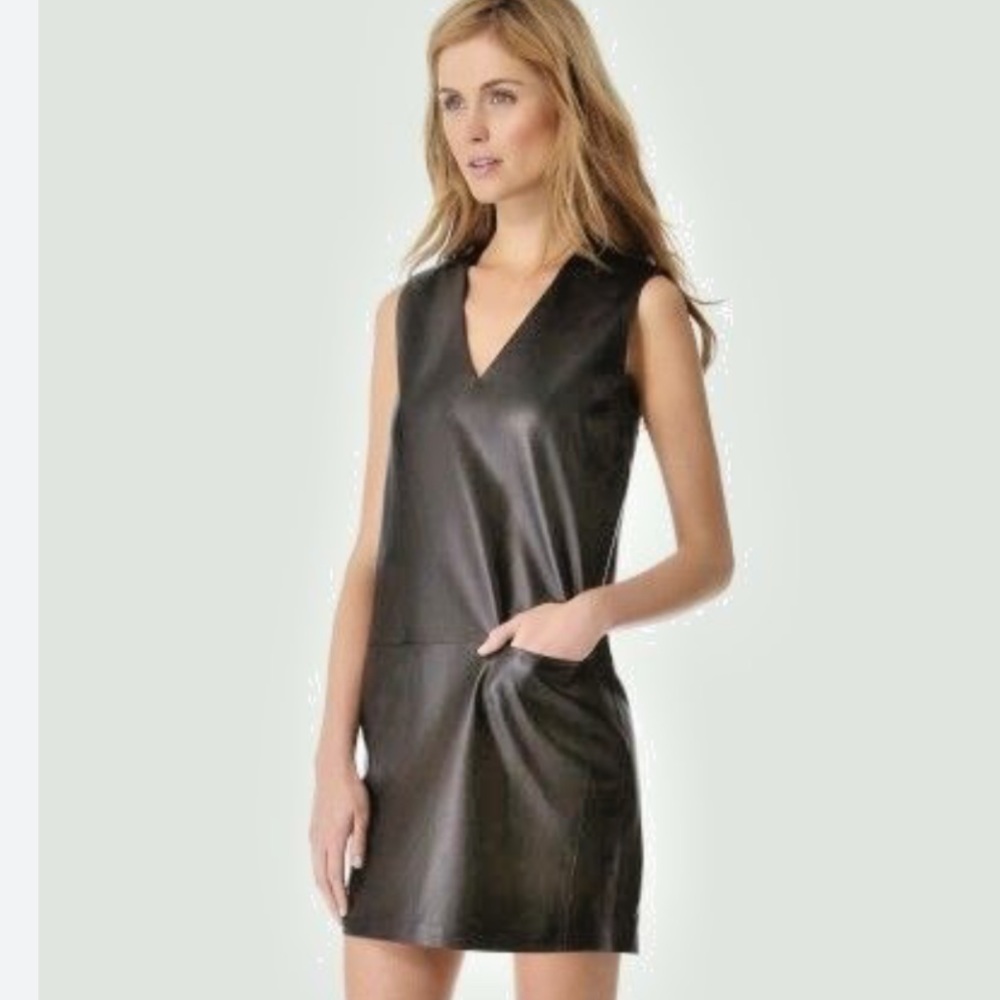 Vince Black Leather Mini Dress